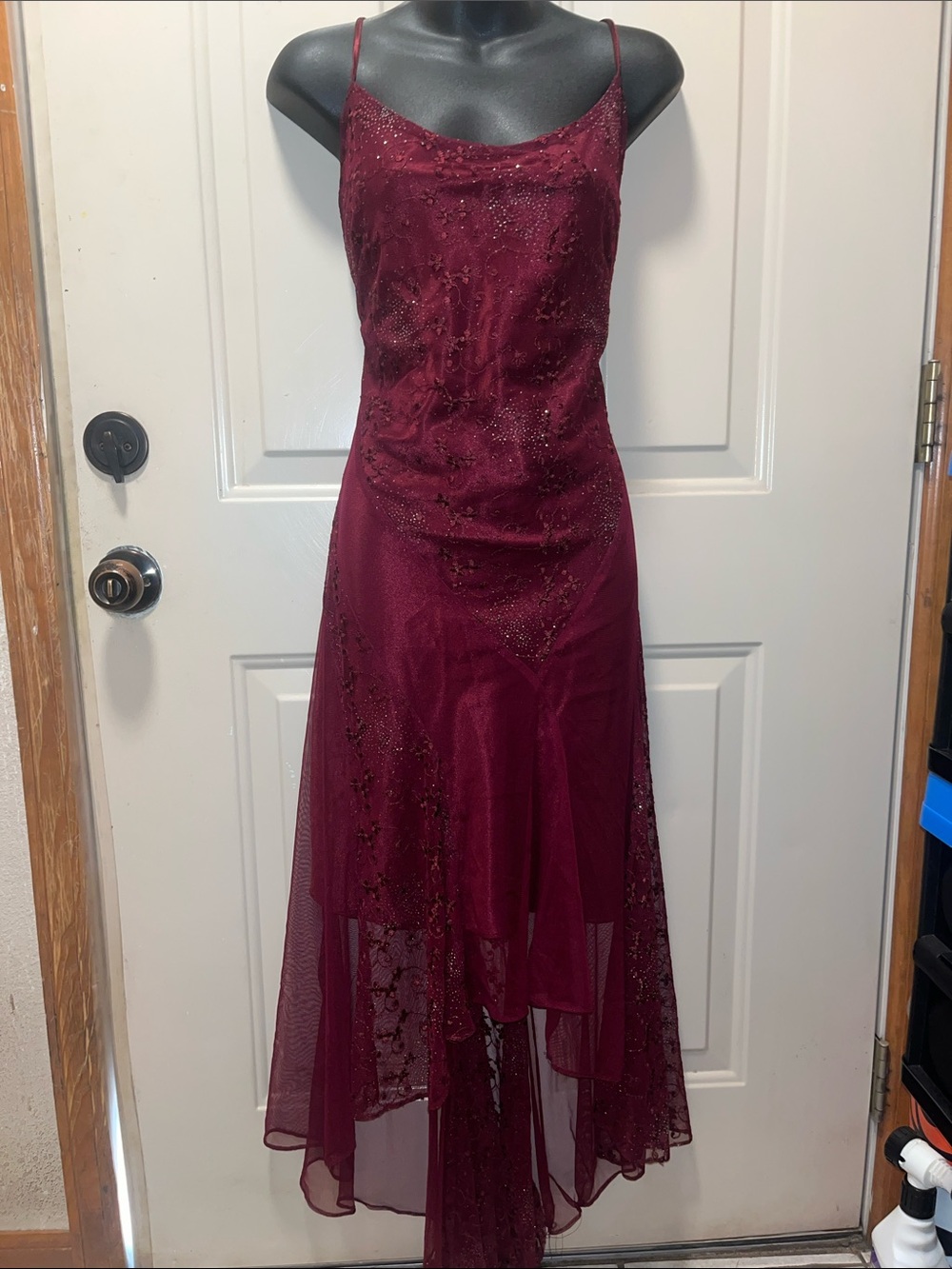 Aspeed Burgundy Beaded Strapless Slip Dress